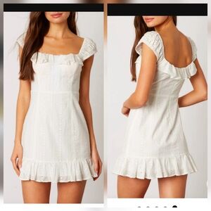 White Ruffled Midi Sundress with Flutter Sleeves
